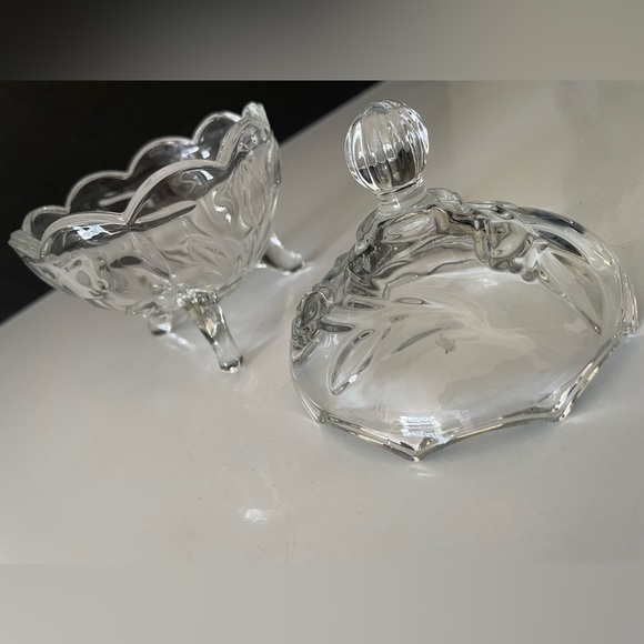 Vintage Crystal Bowl Candy Dish Lead w/ Three Footed - Picture 3 of 7